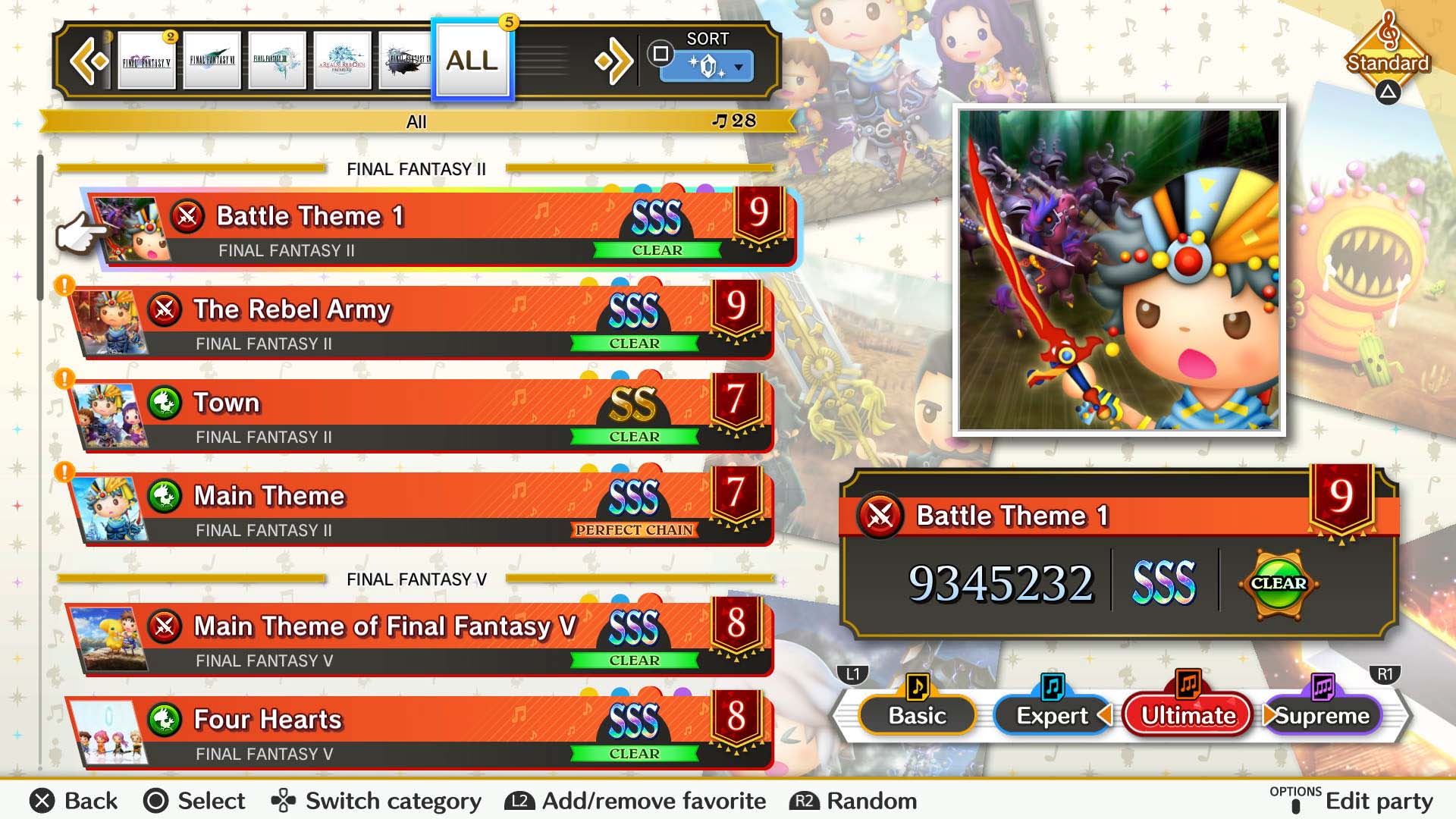 Imagem mostra cena do jogo Theatrhythm Final Bar Line, da Square Enix