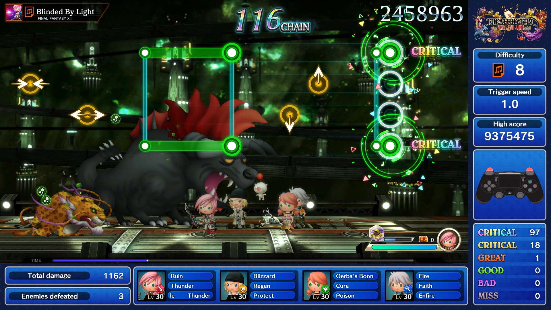 Imagem mostra cena do jogo Theatrhythm Final Bar Line, da Square Enix