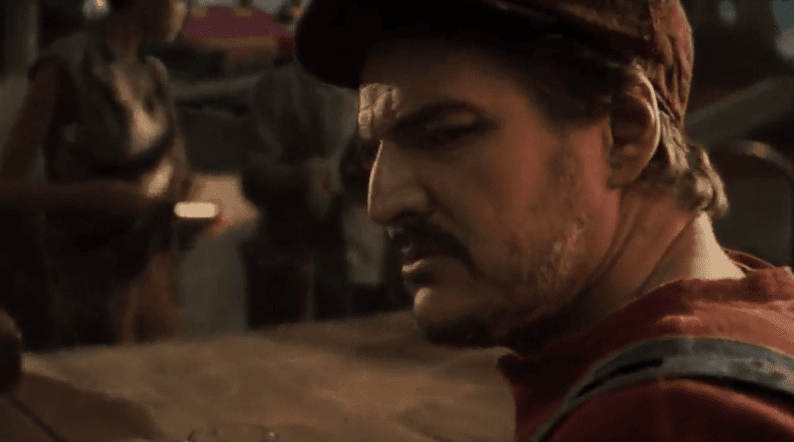 Imagem mostra o ator Pedro Pascal fantasiado de Super Mario