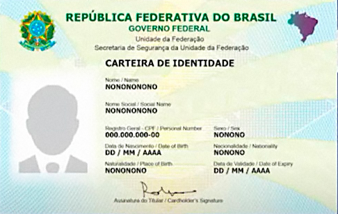 Imagem mostra visual da Carteira de Identidade Nacional