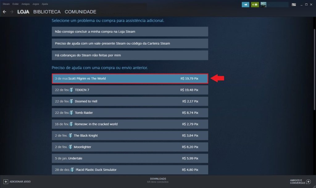 Como pedir reembolso na Steam 3