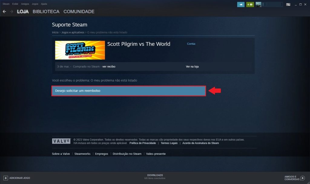 Como pedir reembolso na Steam 5