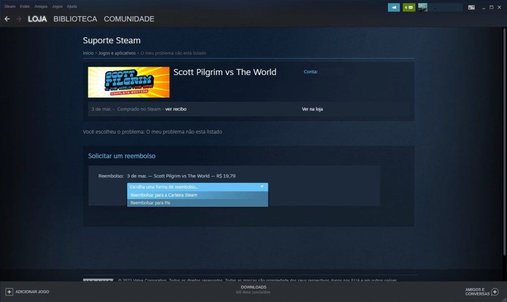 Como pedir reembolso na Steam 6