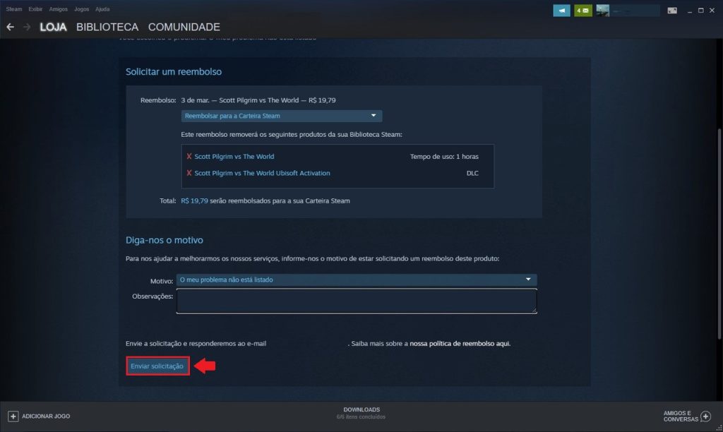 Como pedir reembolso na Steam 7