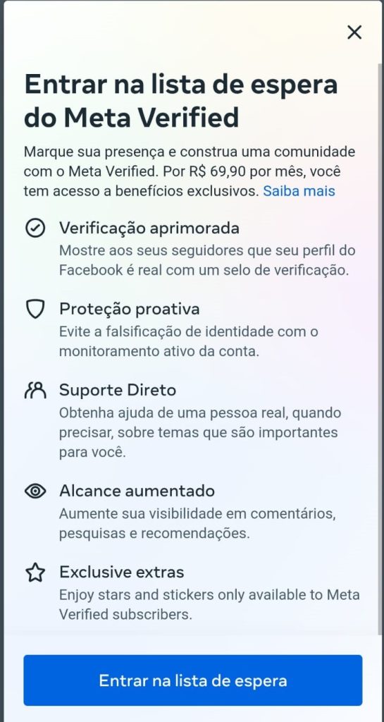 Selo de verificação do Facebook