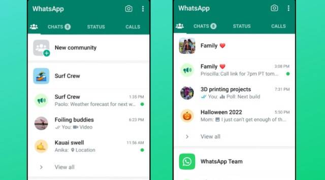 Imagem mostra a diferença dos grupos e das comunidades do WhatsApp