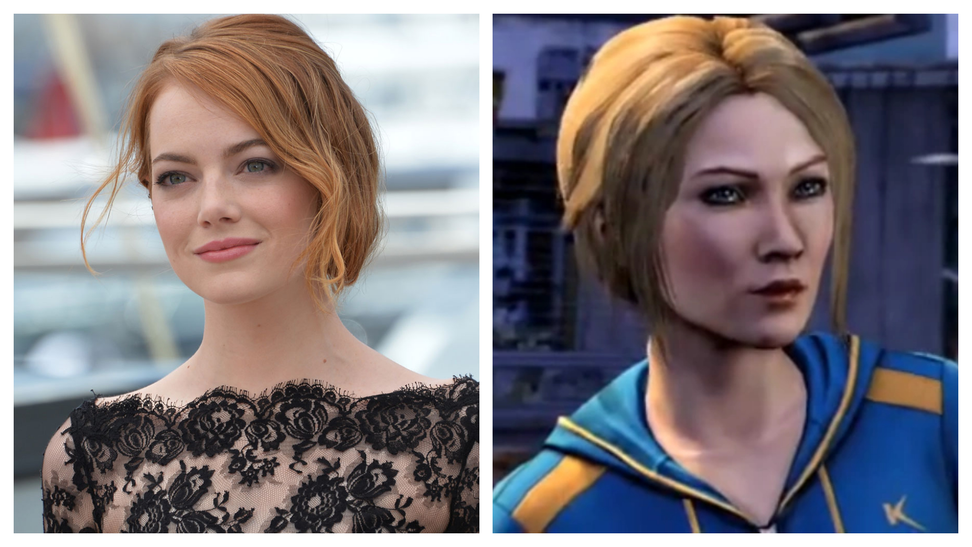 Imagem mostra a atriz Emma Stone como Amanda Cartwright, personagem do jogo "Sleeping Dogs"