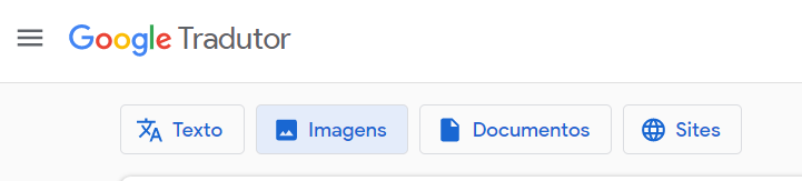 Captura de imagem mostra a aba dedicada à tradução de imagens do Google Tradutor