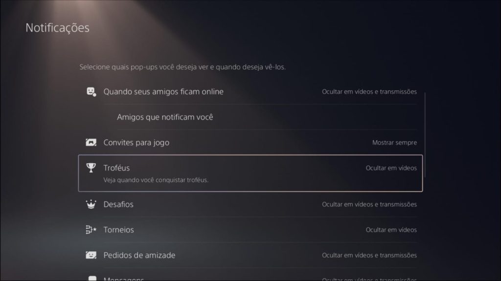 Notificações PlayStation 5