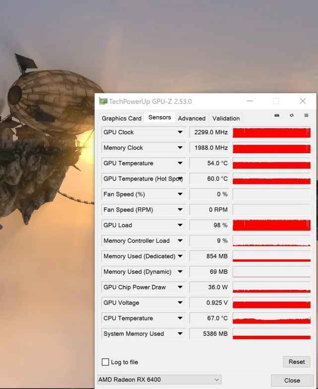 Temperaturas da RX 6400 modificada