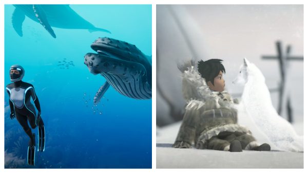 Montagem coloca lado a lado "Beyond Blue" e "Never Alone", os jogos grátis da Epic Games