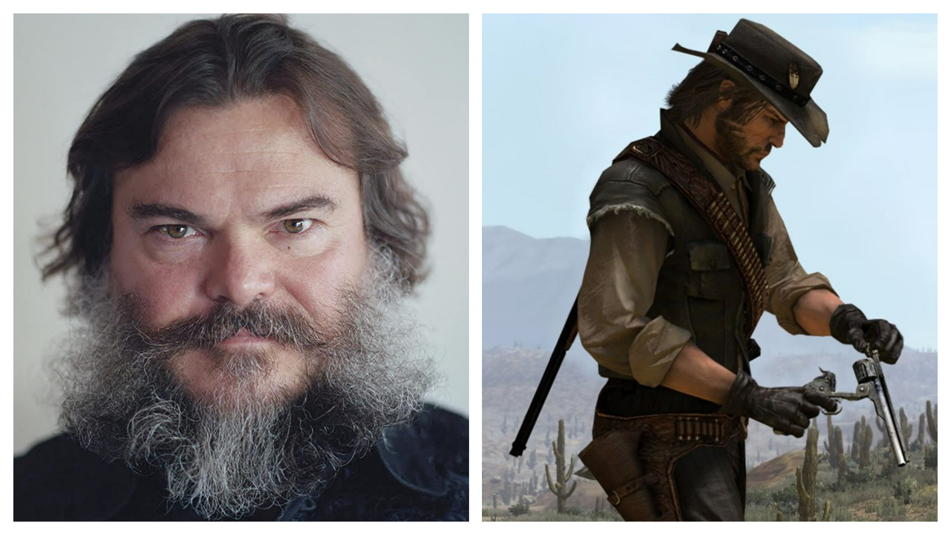 Montagem coloca o ator Jack Black ao lado de John Marston, protagonista do jogo Red Dead Redemption