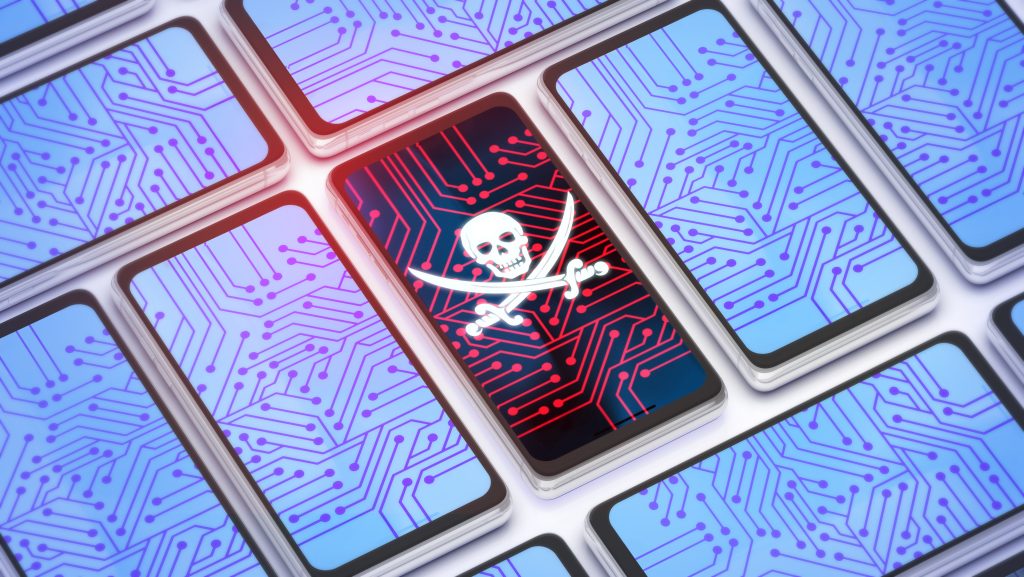 Imagem mostra um smartphone com a tela denunciando infecção por malware