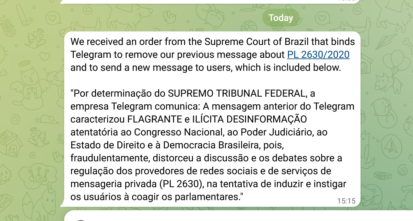 Retratação do Telegram