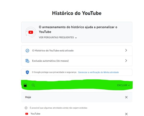 Passo a passo para apagar o histórico do YouTube