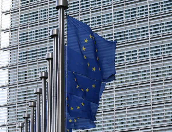 EU flags at the European Commission Berlaymont building