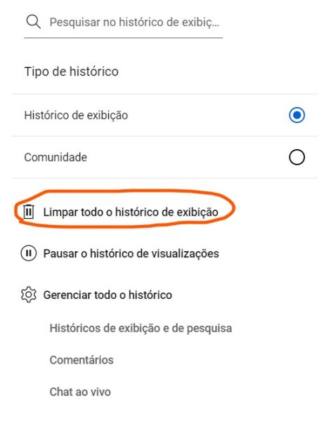 Passo a passo para apagar o histórico do YouTube