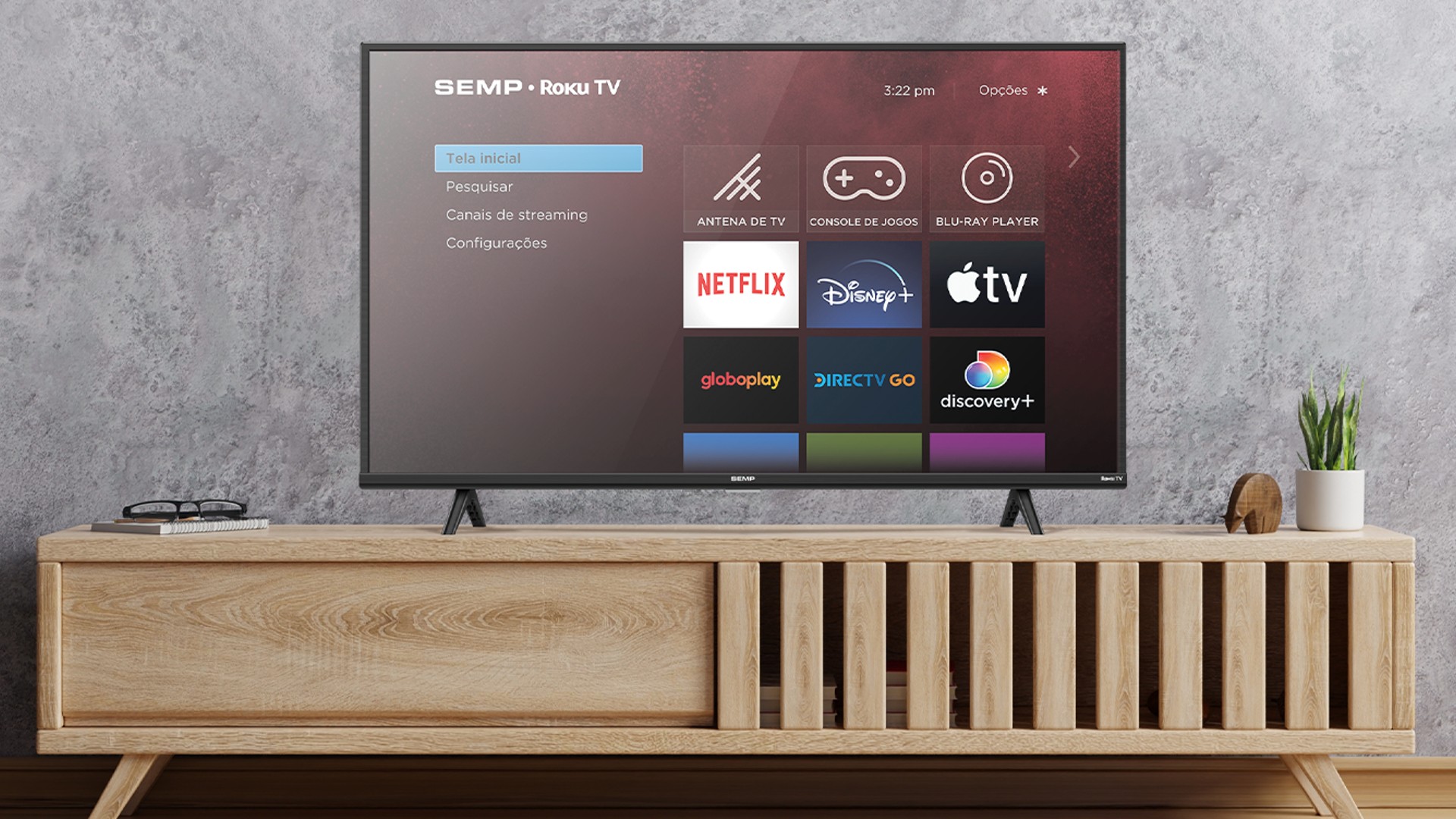 Imagem mostra a smart tv Semp RK8600