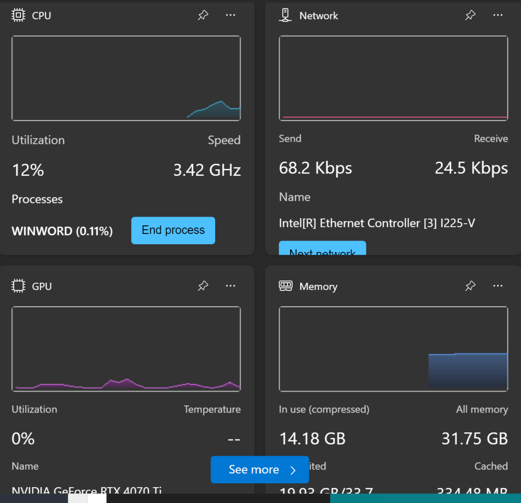 Widgets de monitoramento do Windows 11