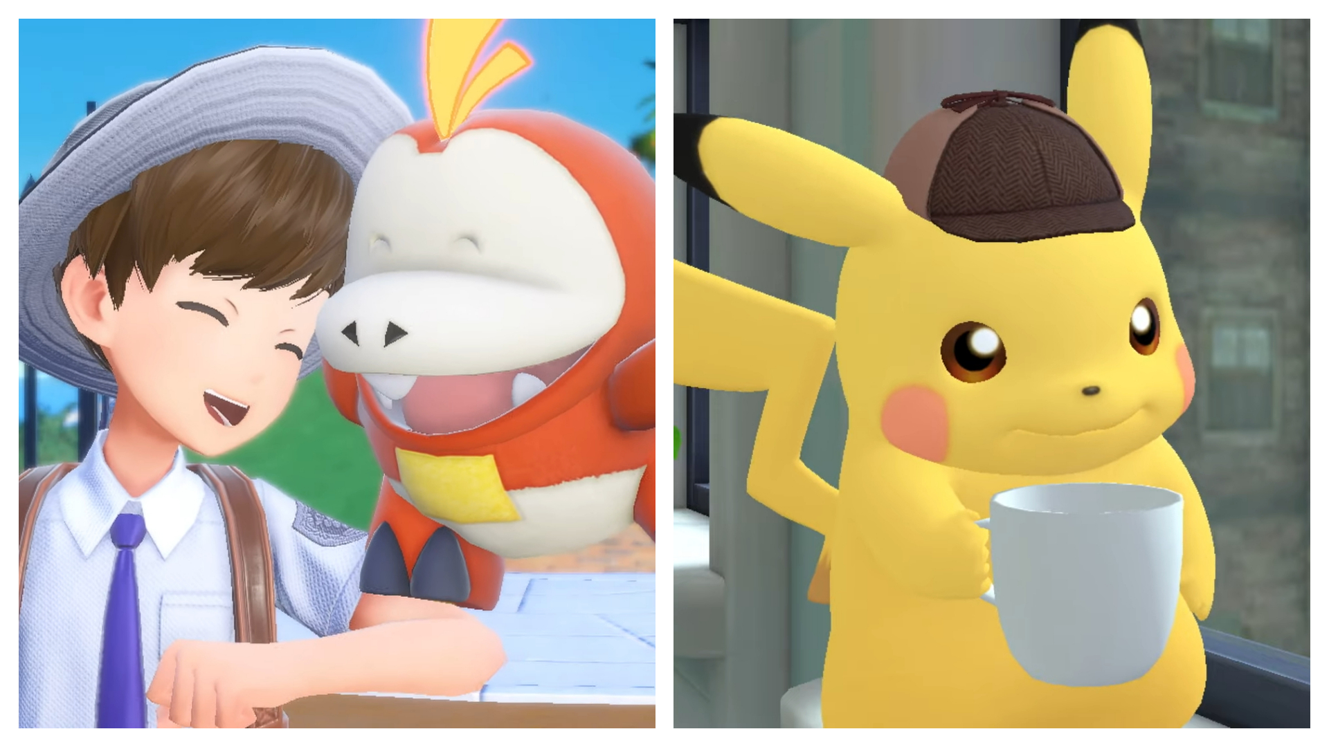 Colagem posiciona a expansão de Pokémon Scarlet/Violet junto de novo jogo de Detective Pikachu