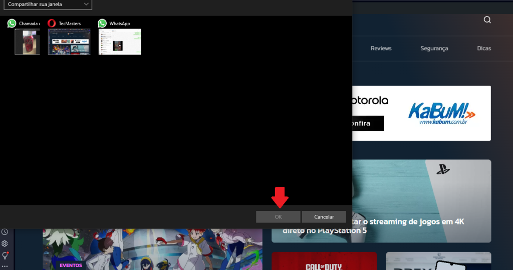 Como compartilhar tela no WhatsApp - Passo 5