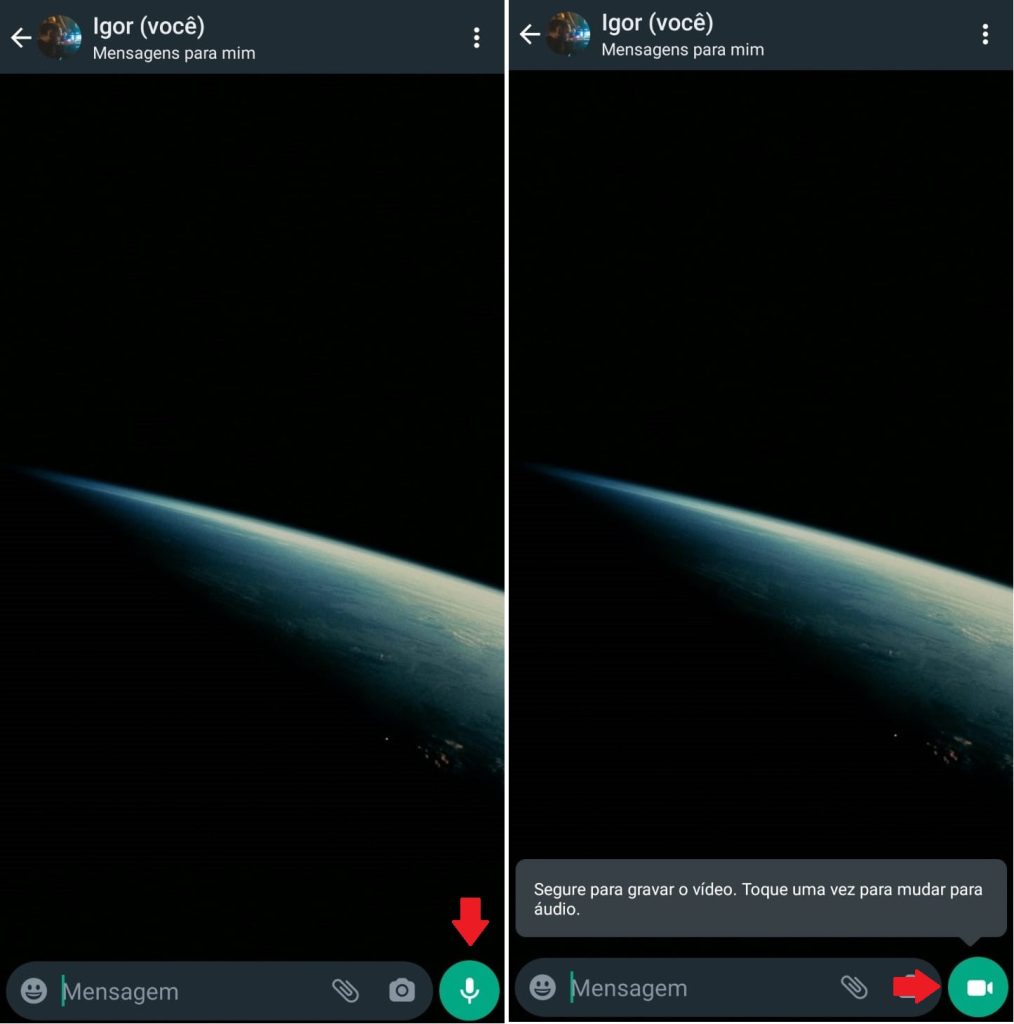 Como usar as mensagens de vídeos instantâneas no WhatsApp - Passo 2