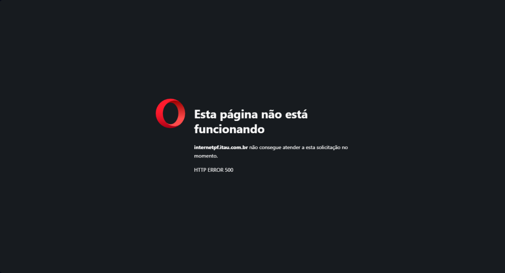 Erro site Itaú