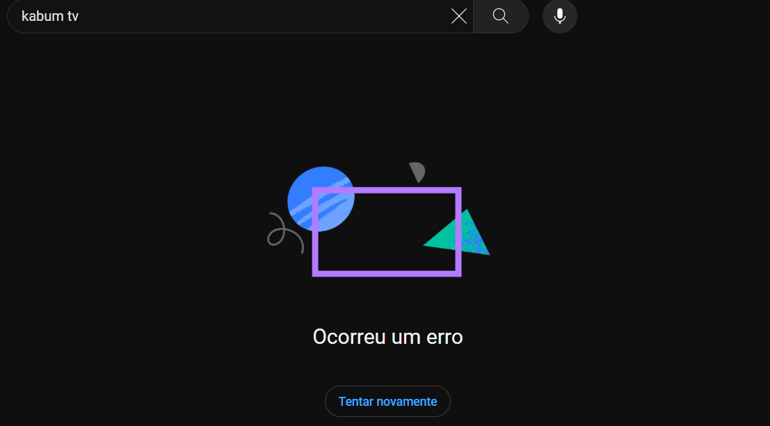 Print mostra canal do KaBuM TV no YouTube fora do ar