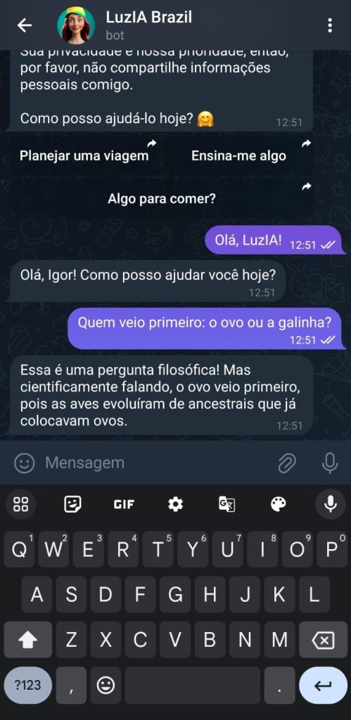 Tutorial LuzIA no Telegram - Passo 2