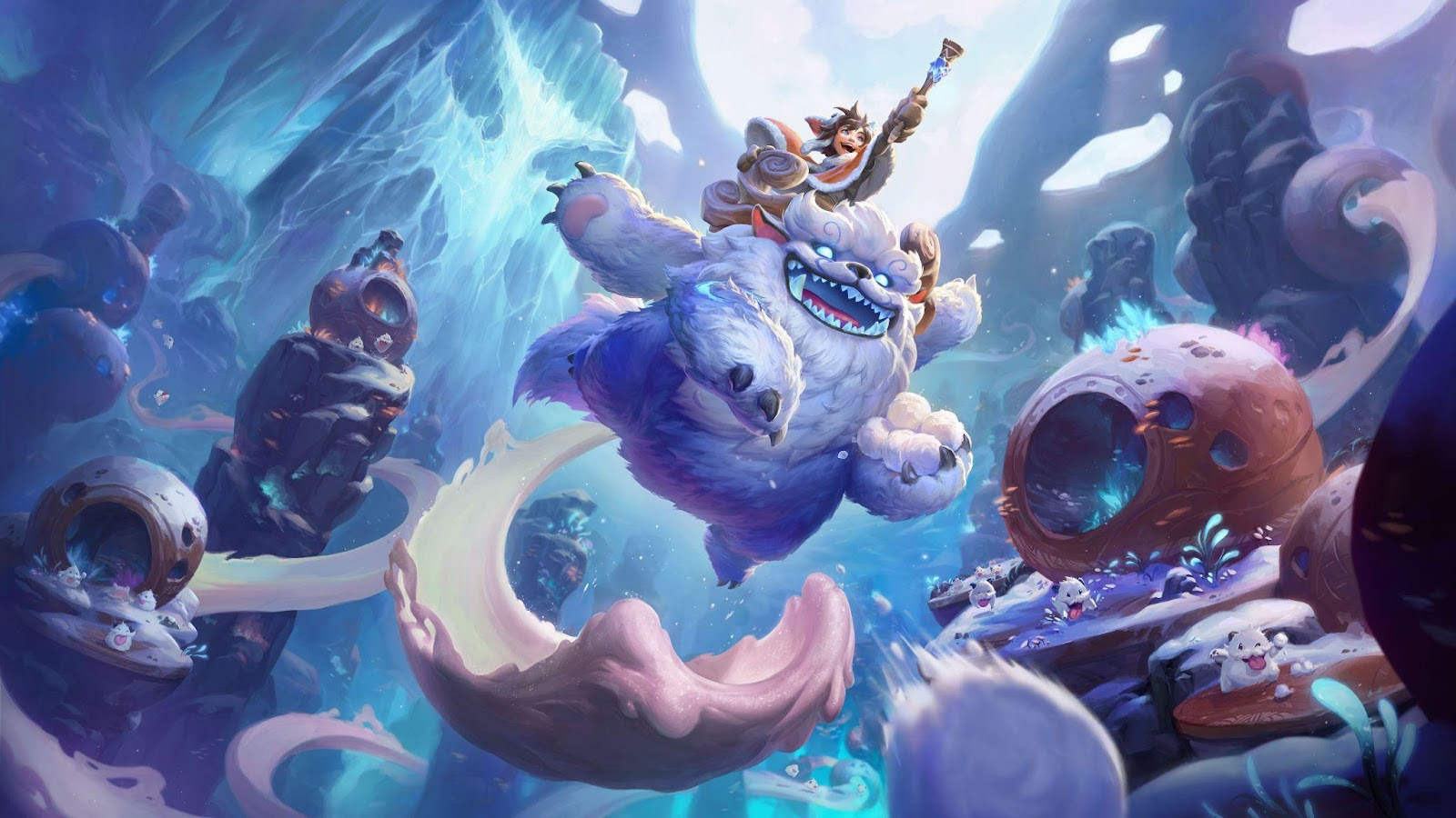 Ilustração de Nunu e Willump, personagens principais do jogo Song of Nunu, spin-off de League of Legends