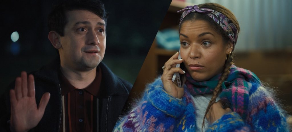 Montagem com os atores da série Still Up: Craig Roberts (à esquerda) e Antonia Thomas (à direita), em imagens de divulgação da nova comédia original da Apple TV+