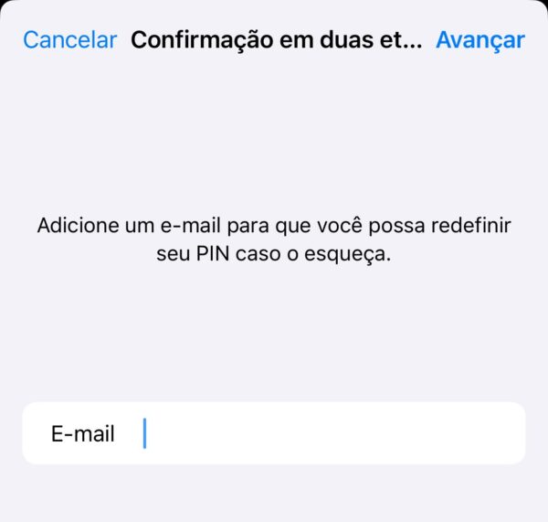 login por e-email no WhatsApp