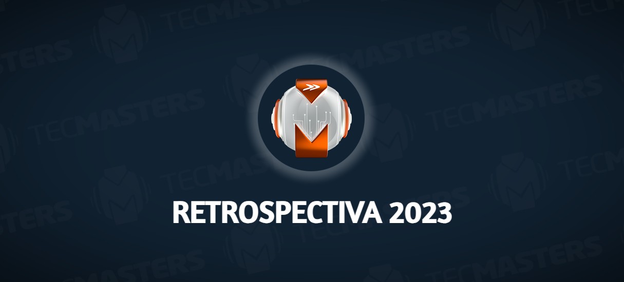 Logo do site blog KaBuM! acomapanhado do texto Retrospectiva 2023 em fundo azul escuro